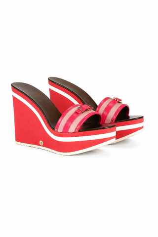 Dolce & Gabbana 4688 Beige & Pink Canvas / Calf-Skin Leather Sandals (DGW48)