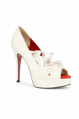 Dolce & Gabbana 5052 White Suede High-Heel Sandals (DGW70)