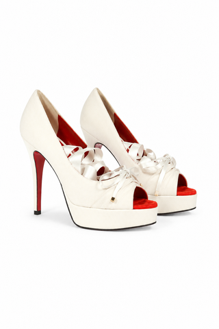 Dolce & Gabbana 5052 White Suede High-Heel Sandals (DGW70)
