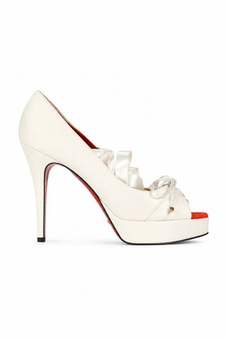 Dolce & Gabbana 5052 White Suede High-Heel Sandals (DGW70)