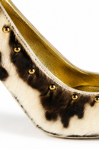 Dolce & Gabbana 80810 Black, Gray & White Pony / Leather Pump (DGW10)