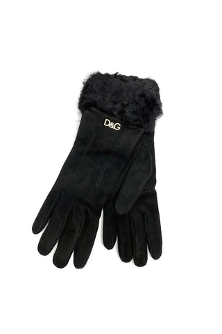 Dolce & Gabbana Women's Black Suede & Fur Leather Gloves (DGGL1000)