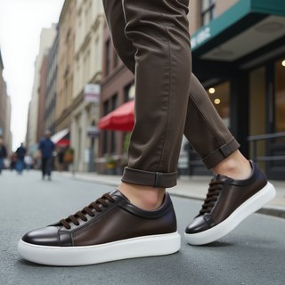 Donatello Deron Brown Calf-Skin Leather Casual Sneakers (DON1000)-AmbrogioShoes