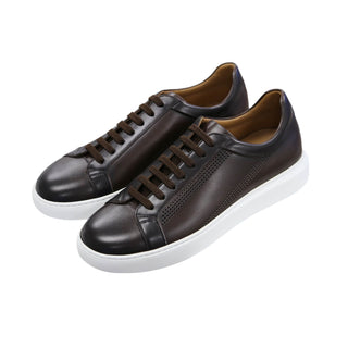 Donatello Deron Men's Shoes Brown Calf-Skin Leather Casual Sneakers (DON1000)-AmbrogioShoes