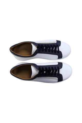 Donatello Deron White & Blue Leather Casual Sneakers (DON1001)