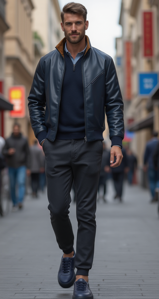 Donatello Duke Blue & Black Calf-Skin Leather Casual Sneakers (DON1002)-AmbrogioShoes