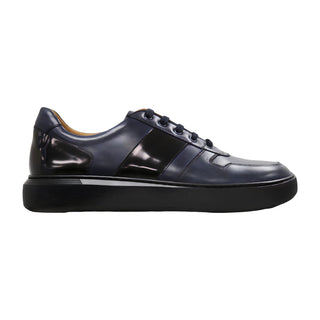 Donatello Duke Blue & Black Calf-Skin Leather Casual Sneakers (DON1002)-AmbrogioShoes