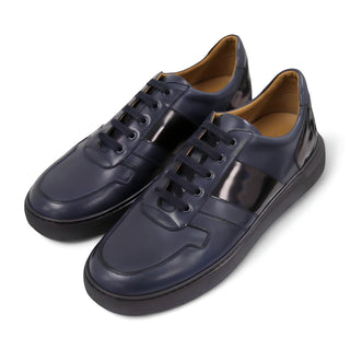 Donatello Duke Men's Shoes Blue & Black Calf-Skin Leather Casual Sneakers (DON1002)-AmbrogioShoes