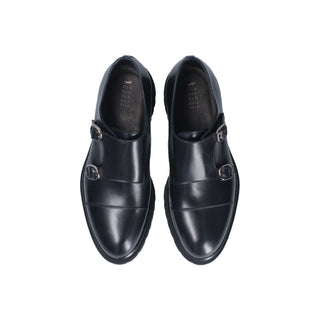 Franceschetti Zurich Men's Shoes Calf-Skin Leather Double Buckle Monk-Straps Loafers (FCCT1082)