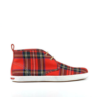 Dsquared Mens Shoes Red Fabric / Calf-Skin Leather Lace Up Sneakers (DSM04)-AmbrogioShoes
