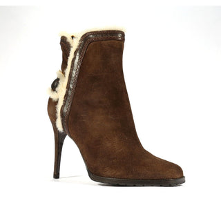Dsquared2 Designer Shoes for women Brown Suede Fur Boots (DSW01)-AmbrogioShoes