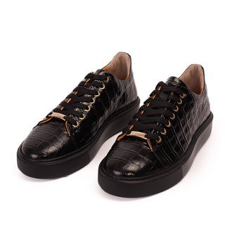 Vinci Belmont Embossed Leather Sneaker - Black