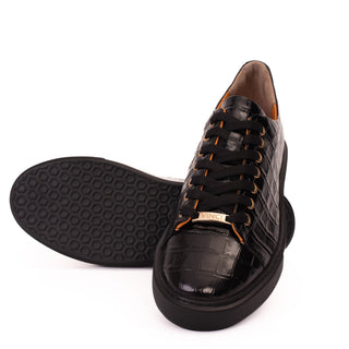Vinci Belmont Embossed Leather Sneaker - Black