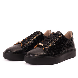 Vinci Belmont Embossed Leather Sneaker - Black