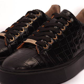 Vinci Belmont Embossed Leather Sneaker - Black
