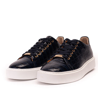 Vinci Belmont Embossed Leather Sneaker - Navy