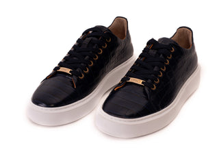Vinci Belmont Embossed Leather Sneaker - Navy