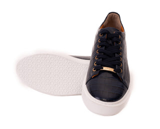 Vinci Belmont Embossed Leather Sneaker - Navy