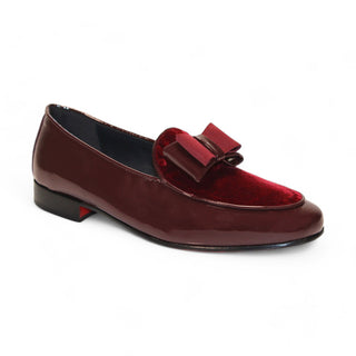 Duca Amalfi Men's Shoes Burgundy Patent Leather-Velvet, Leather Lining Formal Loafers (D1003)-AmbrogioShoes