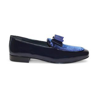 Duca Amalfi Men's Shoes Navy Patent Leather-Velvet, Leather Lining Formal Loafers (D1004)-AmbrogioShoes