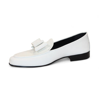 Duca Amalfi Men's Shoes White Patent Leather-Velvet, Leather Lining Formal Loafers (D1007)-AmbrogioShoes