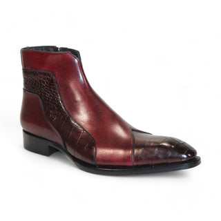 Duca Aprilia Men's Shoes Burgundy/Antique Red Calf-Skin Leather Boots (D1145)-AmbrogioShoes