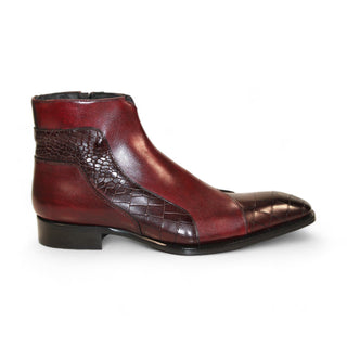 Duca Aprilia Men's Shoes Burgundy/Antique Red Calf-Skin Leather Boots (D1145)-AmbrogioShoes