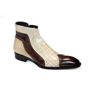 Duca Aprilia Men's Shoes Chocolate/Beige Calf-Skin Leather Boots (D1126)-AmbrogioShoes
