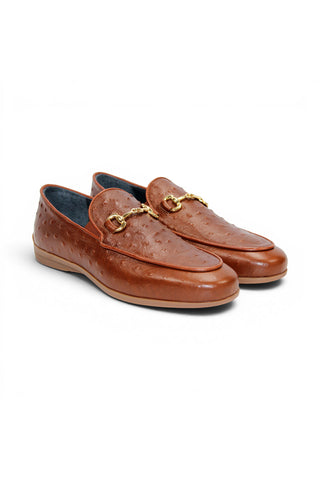 Duca Cortona Ostrich Horse-Bit Loafer
