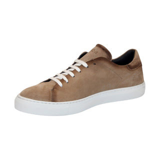 Duca Cremona Men's Shoes Beige Suede Leather Sneakers (D1148)-AmbrogioShoes