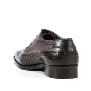 Duca Shoes Italian Mens Black Tri-Tone Leather Oxfords (D2107)-AmbrogioShoes