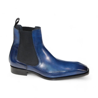 Duca Empoli Men's Shoes Blue Calf-Skin Leather Boots (D1122)-AmbrogioShoes