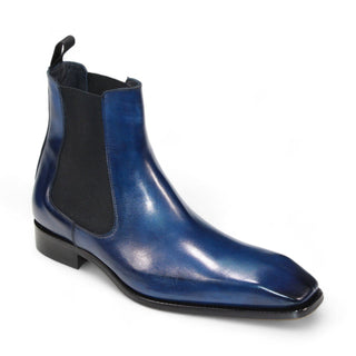 Duca Empoli Men's Shoes Blue Calf-Skin Leather Boots (D1122)-AmbrogioShoes