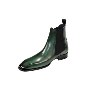 Duca Empoli Men's Shoes Green Calf-Skin Leather Boots (D1123)-AmbrogioShoes