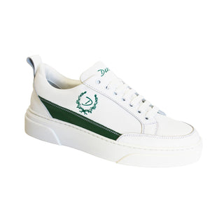 Duca Fabro Men's Shoes White/Green Calf-Skin Leather Sneakers (D1019)-AmbrogioShoes