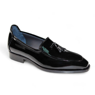 Duca Fano Men's Shoes Black Patent Leather-Velvet, Leather Lining Formal Loafers (D1138)-AmbrogioShoes