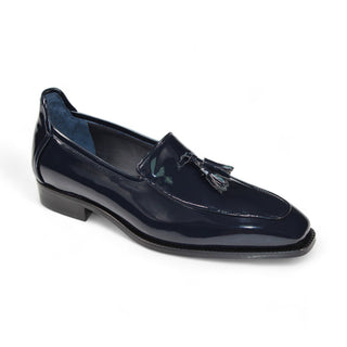 Duca Fano Men's Shoes Navy Patent Leather-Velvet, Leather Lining Formal Loafers (D1139)-AmbrogioShoes