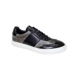 Duca Fermo Men's Shoes Black/Grey Calf-Skin Leather Sneakers (D1020)-AmbrogioShoes