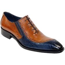 Duca Ferrara Men's Shoes Crocodile Print / Calf-Skin Leather Oxfords (D4750)-AmbrogioShoes