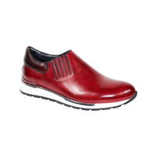 Duca Formia Men's Shoes Antique Red/Burgundy Calf-Skin Sneakers (D1109)-AmbrogioShoes