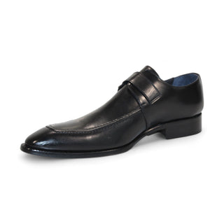 Duca Garda Men's Shoes Black Calf-Skin Leather Monkstraps Oxfords (D1027)-AmbrogioShoes