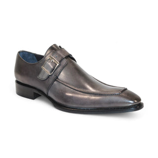 Duca Garda Men's Shoes Grey Calf-Skin Leather Monkstraps Oxfords (D1028)-AmbrogioShoes