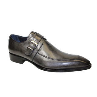 Duca Garda Men's Shoes Grey Calf-Skin Leather Monkstraps Oxfords (D1028)-AmbrogioShoes