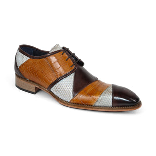 Duca Imperio Men's Shoes Brown Multi Calf-Skin Leather/Calf Print Oxfords (D1111)-AmbrogioShoes