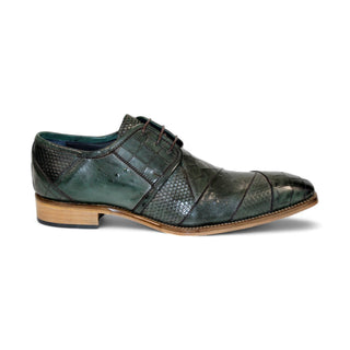 Duca Imperio Men's Shoes Green Calf-Skin Leather/Calf Print Oxfords (D1155)-AmbrogioShoes