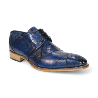 Duca Imperio Men's Shoes Ocean Blue Calf-Skin Leather/Calf Print Oxfords (D1156)-AmbrogioShoes