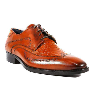 Duca Italian Mens Shoes Crust Cocco Camel Oxfords (D3010)-AmbrogioShoes