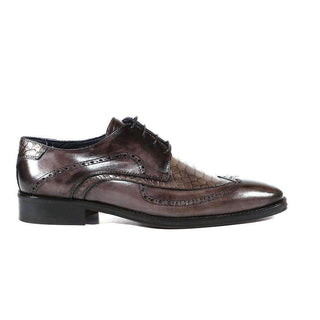 Duca Italian Mens Shoes Crust Cocco Gray Oxfords (D3011)-AmbrogioShoes