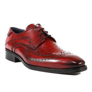 Duca Italian Men's Designer Shoes Crust Cocco Rosso Oxfords (DS3009)-AmbrogioShoes