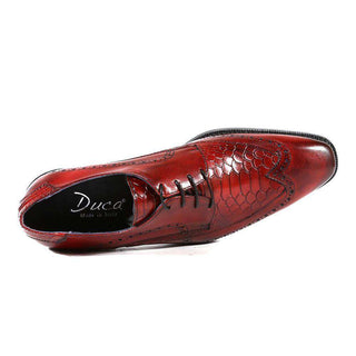 Duca Italian Mens Shoes Crust Cocco Rosso Oxfords (D3009)-AmbrogioShoes